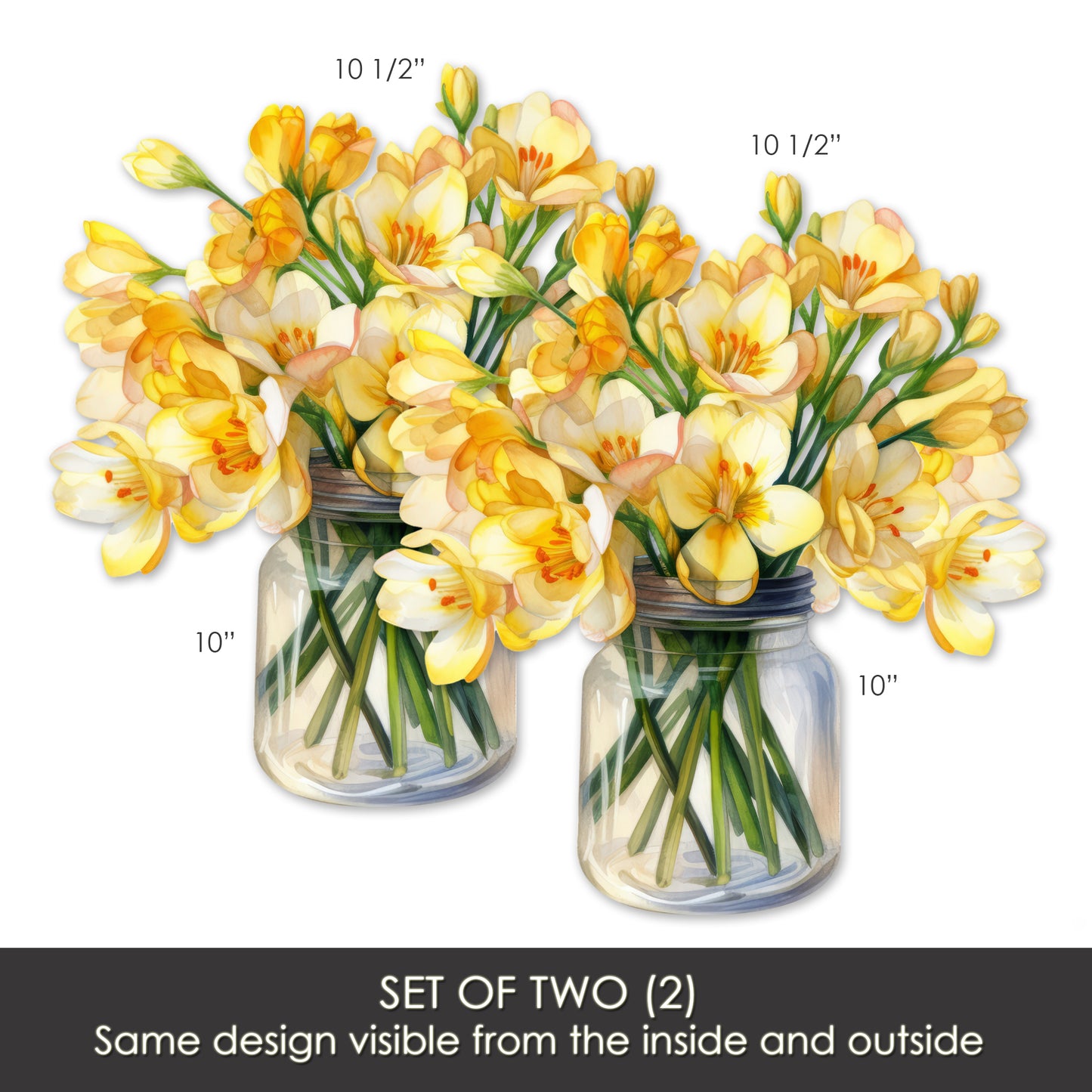 Decorations for Screen Windows & Doors (Set of 2) - (Small) Yellow Floral